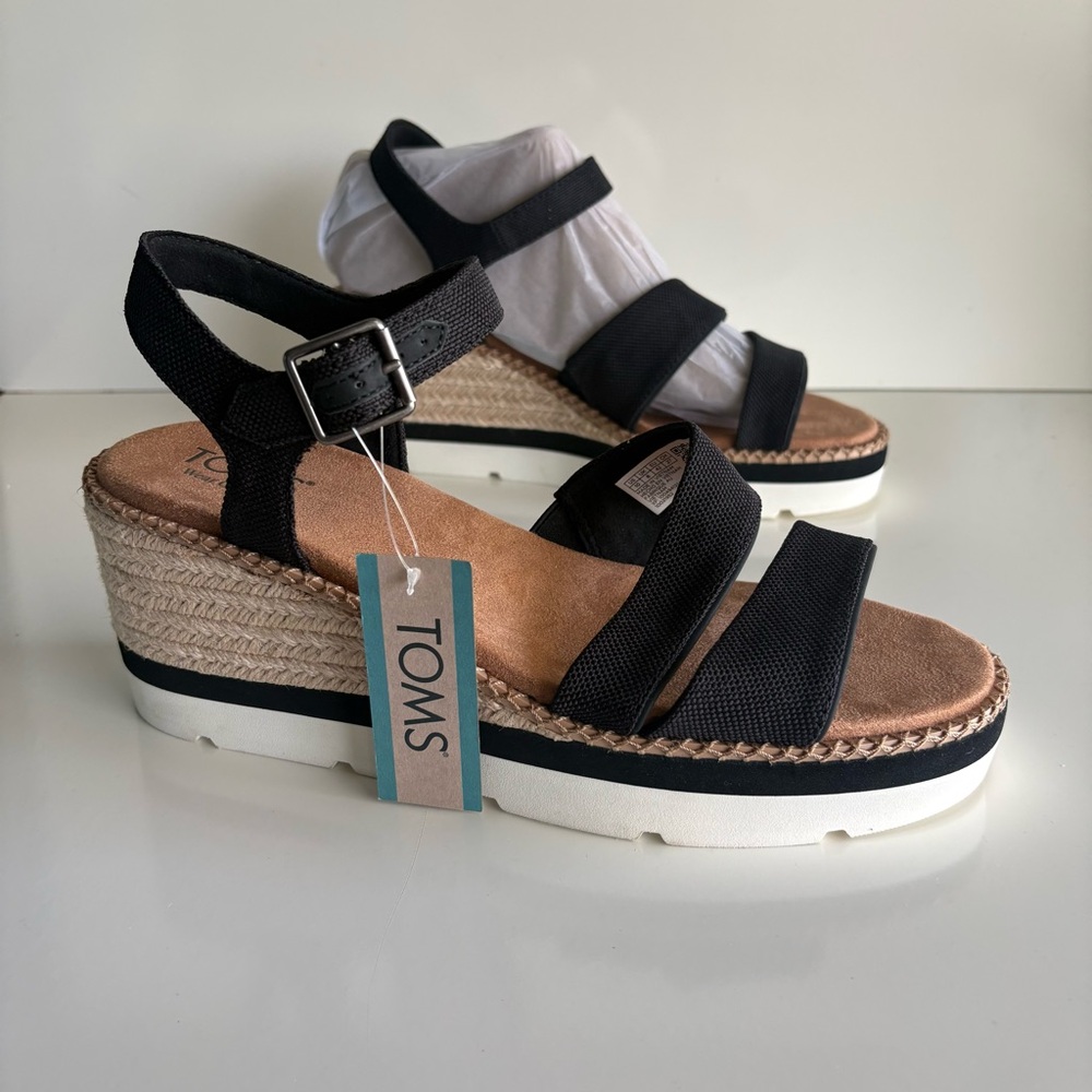 NIB Toms Darya Platform Wedge Sandal Size 10 - Picture 3 of 8